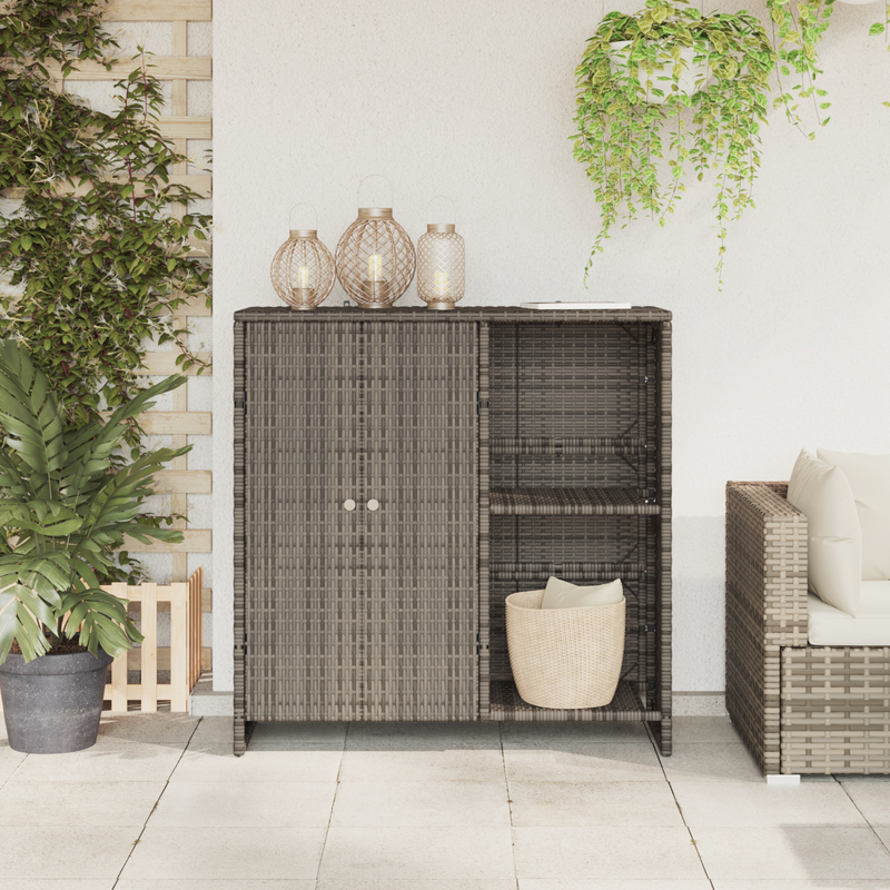 vidaXL Storage Cabinet with Shelf Grey 100 x 36 x 102 cm Rattan