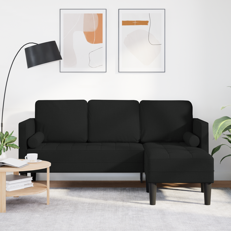 vidaXL Sofa Set with Cushion Black 173 x 131 x 67 cm Polyester