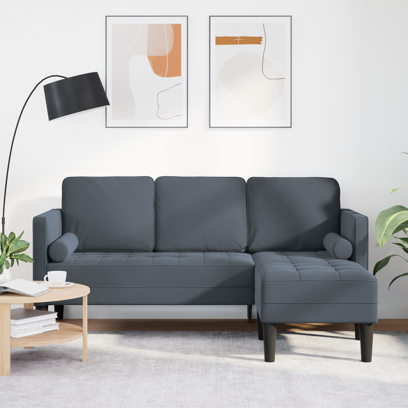 vidaXL Sofa Set with Cushion Dark Grey 173 x 131 x 67 cm Polyester