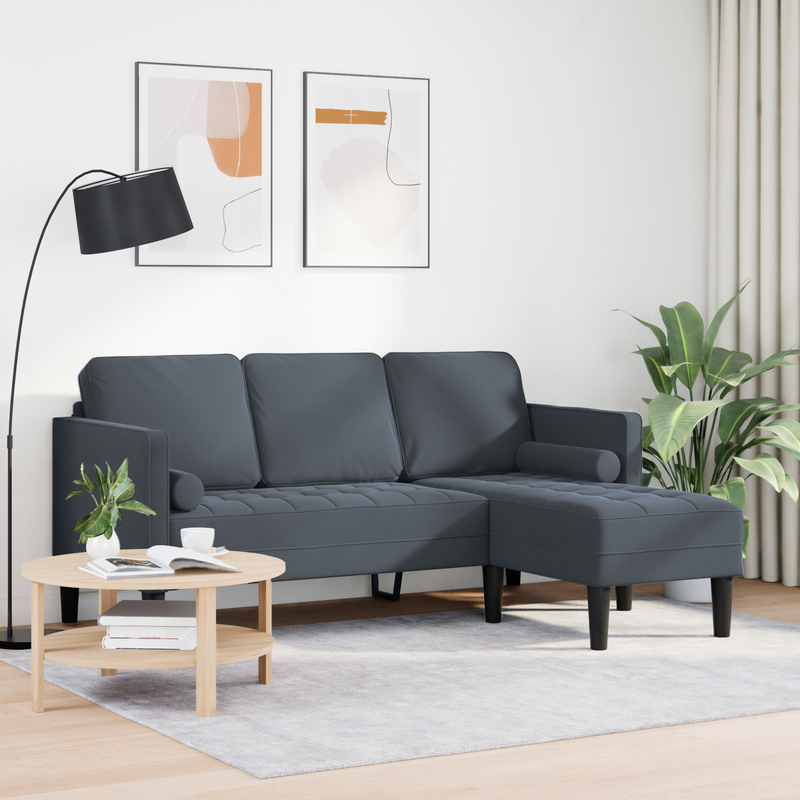vidaXL Sofa Set with Cushion Dark Grey 173 x 131 x 67 cm Polyester