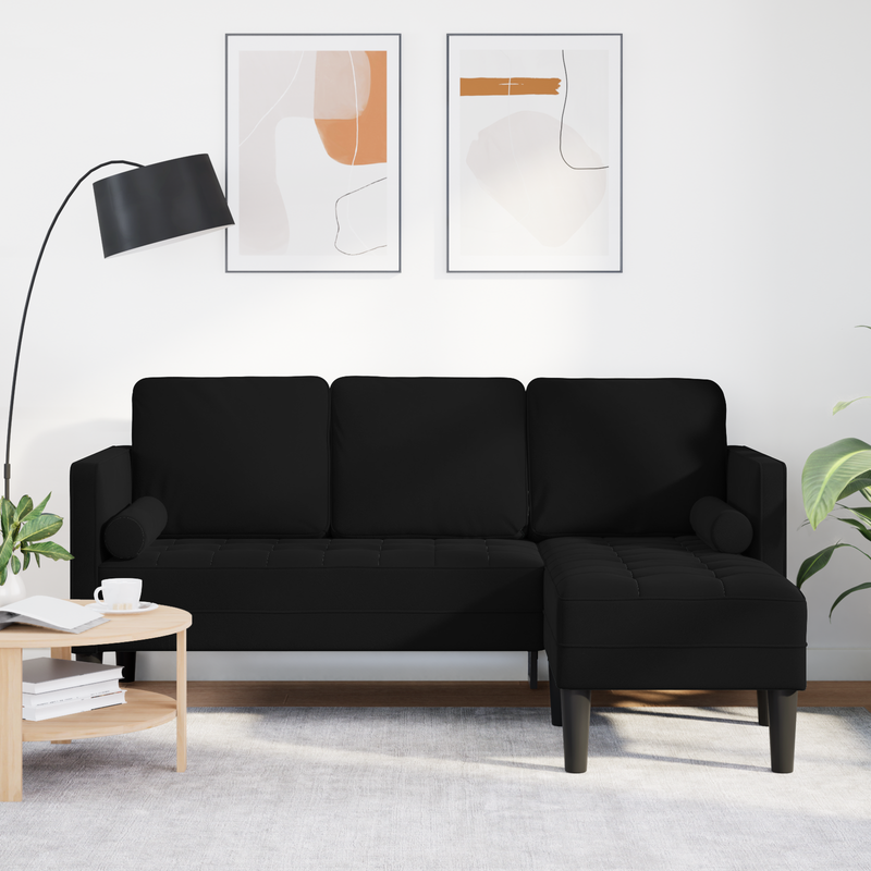 vidaXL Sofa Set with Cushion Black 173 x 131 x 67 cm Polyester