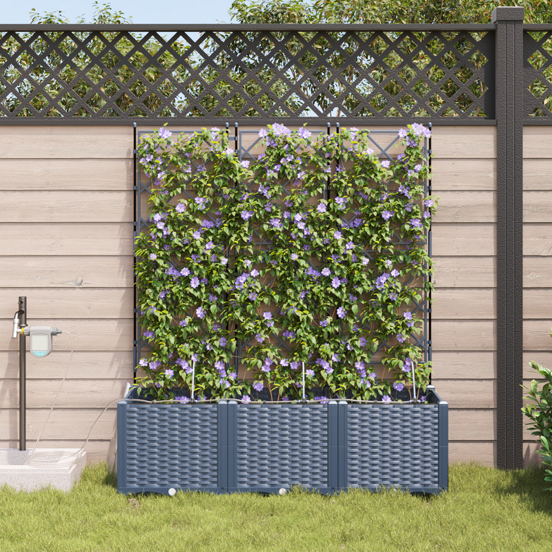 vidaXL Garden Planter 3 pcs Grey 120 x 120 x 142 cm Steel