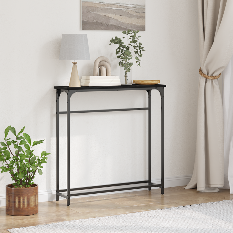 vidaXL Console Table Black Oak 75 x 19,5 x 75 cm Engineered Wood