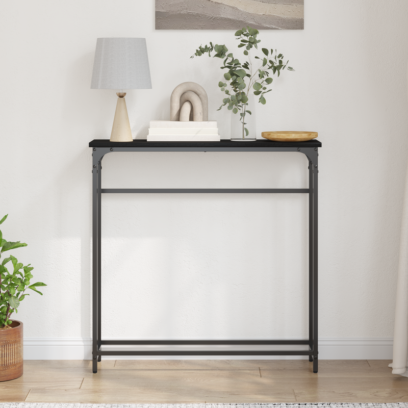 vidaXL Console Table with Shelf Black oak 75 x 19.5 x 75 cm