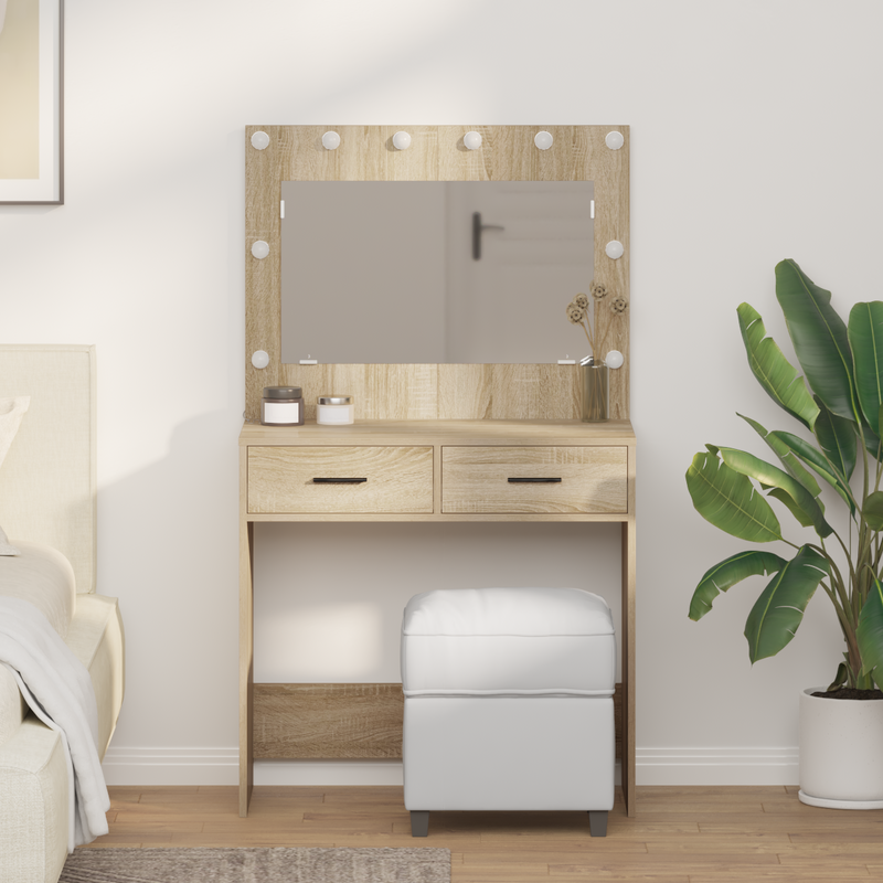 vidaXL Dressing Table Sonoma oak 78.5 x 41 x 135 cm Engineered wood