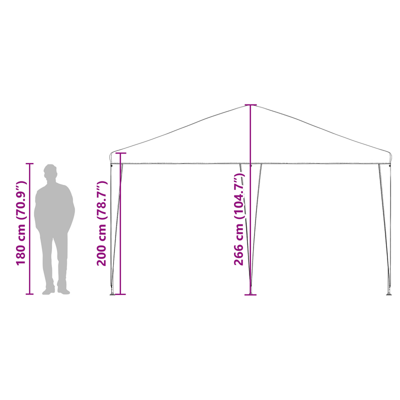 vidaXL Party Tent White 400 x 400 x 266 cm Polyethylene and Steel