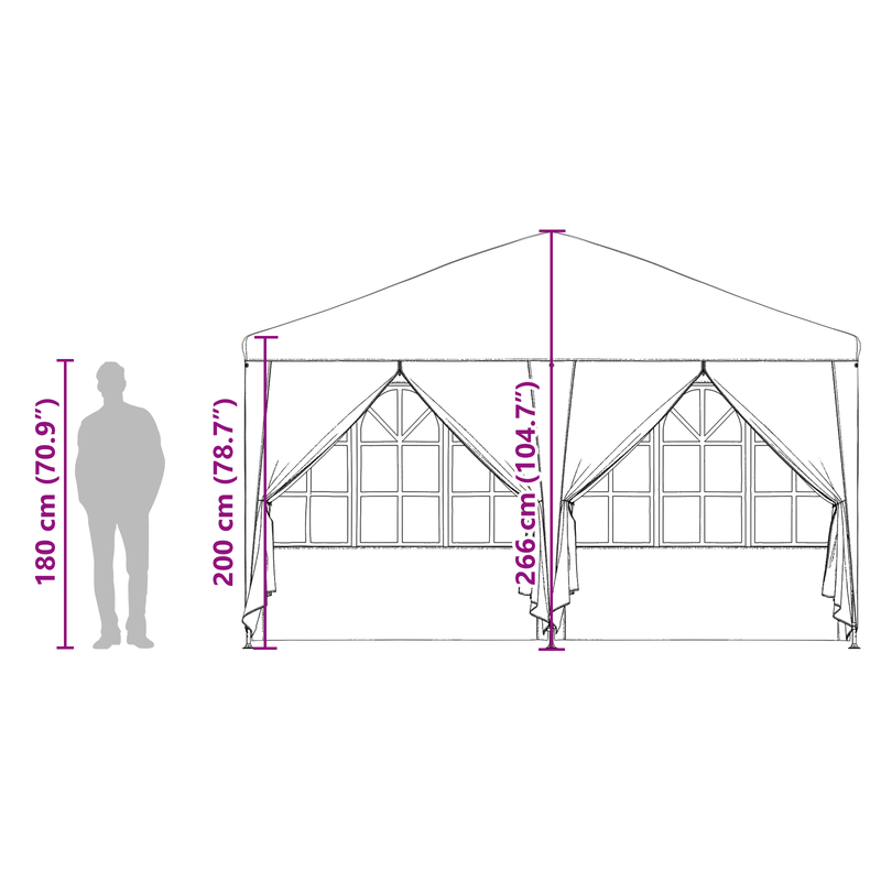 vidaXL Party Tent Anthracite 400 x 400 x 266 cm Polyethylene