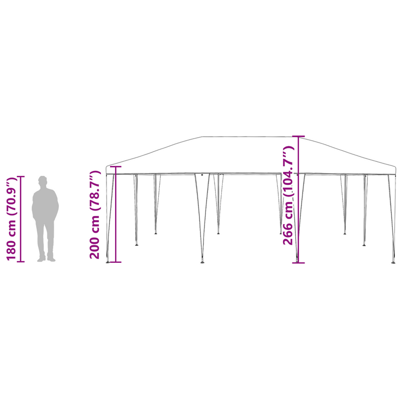 vidaXL Party Tent Anthracite 600 x 400 x 266 cm Polyethylene and Steel