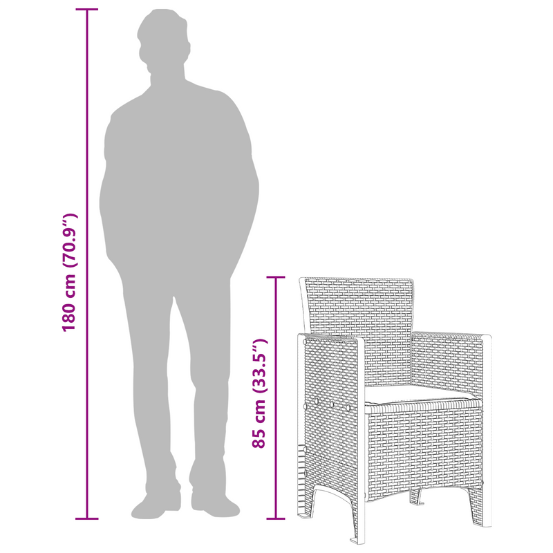 vidaXL Garden Chair 4 pcs Anthracite 53 x 49 x 85 cm Polypropylene