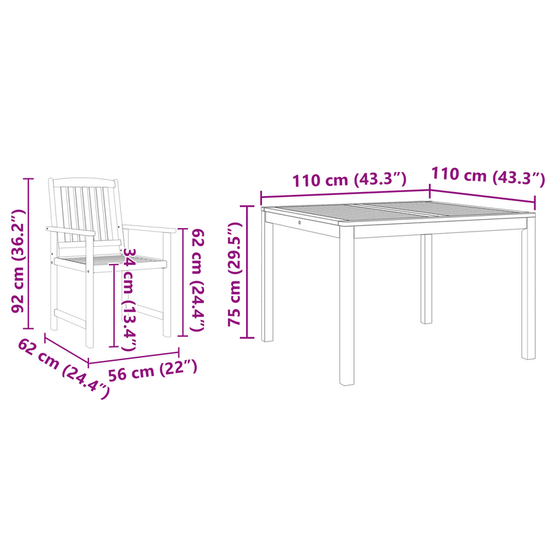 vidaXL Garden Dining Set 3 pcs Brown Solid acacia wood