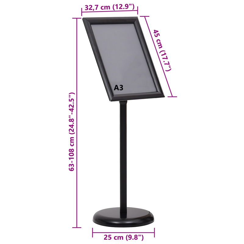 vidaXL Poster Stands 2 pcs Black 32.7 x 24 x 108 cm Aluminium