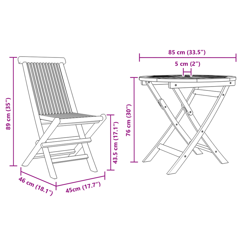 vidaXL Garden Dining Set 3 pcs Brown Solid Acacia Wood