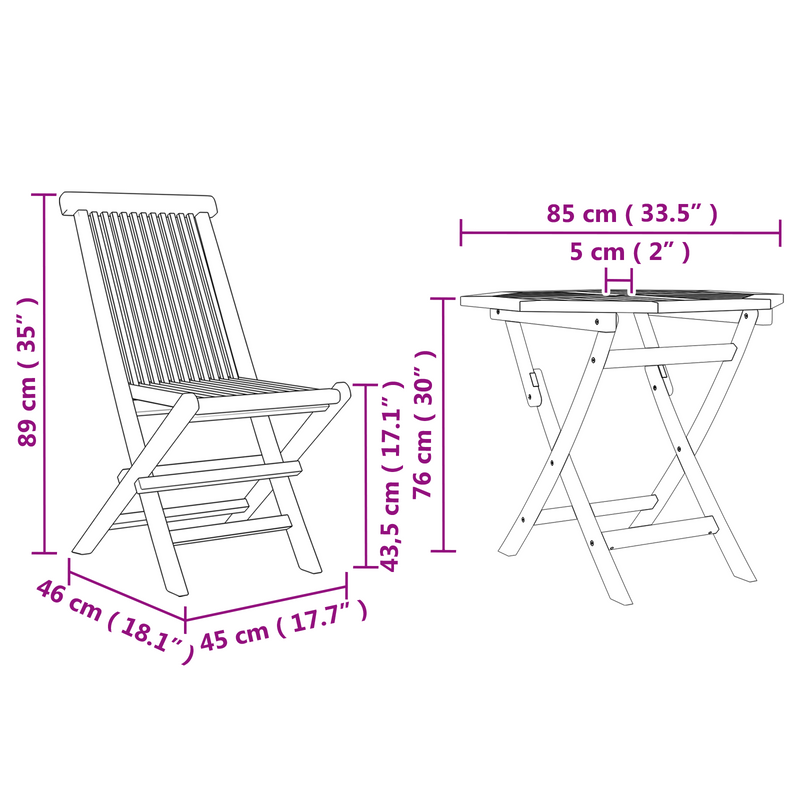 vidaXL Garden Dining Set 2 pcs Brown Solid teak wood