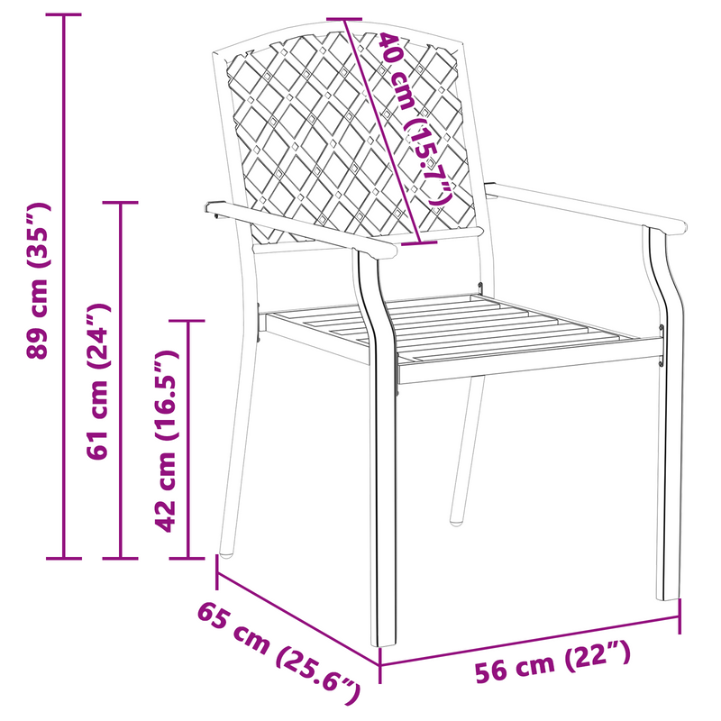 vidaXL Garden Chair 2 pcs Anthracite 56 x 65 x 89 cm Steel