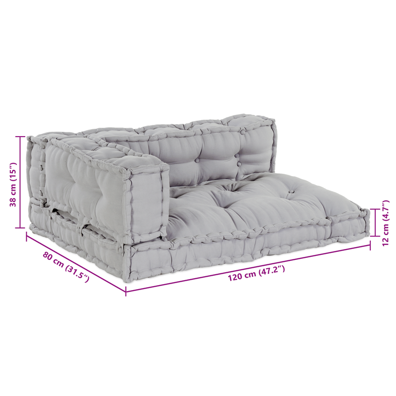 vidaXL Sofa Cushion 3 pcs Grey Fabric