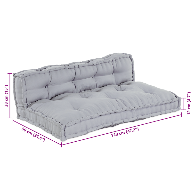 vidaXL Sofa Cushion 2 pcs Grey Fabric