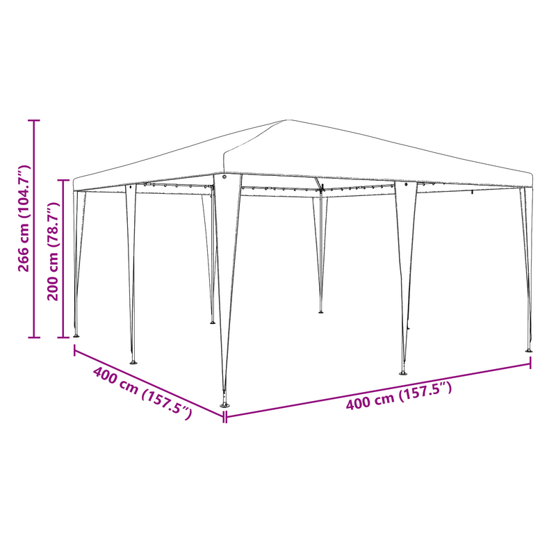 vidaXL Party Tent Anthracite 400 x 400 x 266 cm Polyethylene and Steel