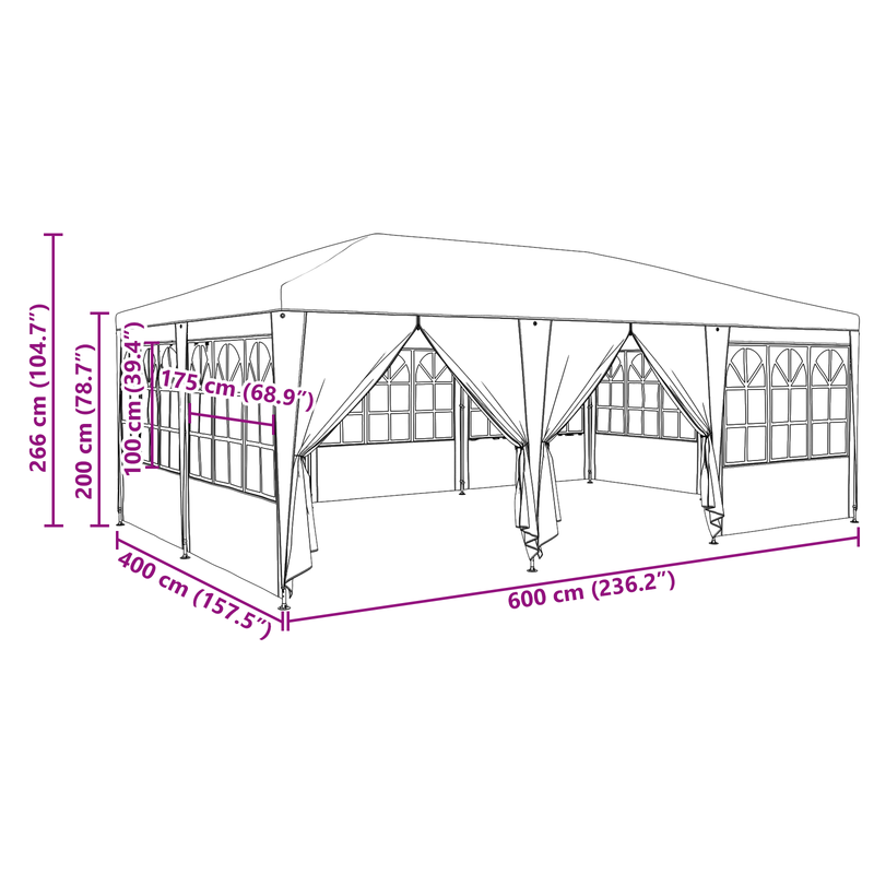 vidaXL Party Tent Anthracite 600 x 400 x 266 cm Polyethylene