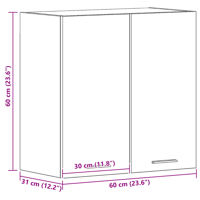 vidaXL Hanging Cabinet Lyon Black Oak 60 x 31 x 60 cm Engineered Wood