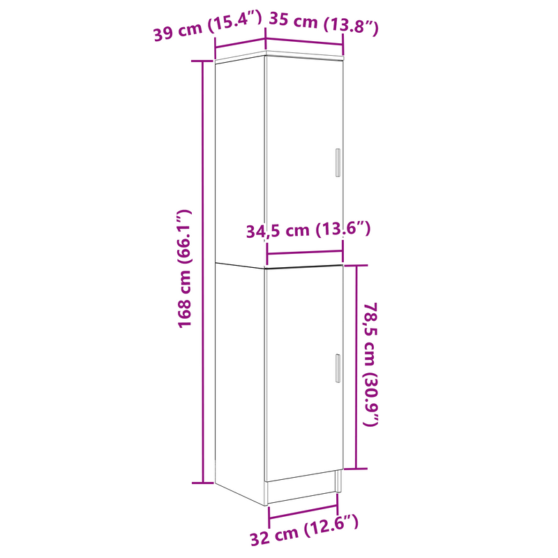 Highboard White 35 x 39 x 168 cm