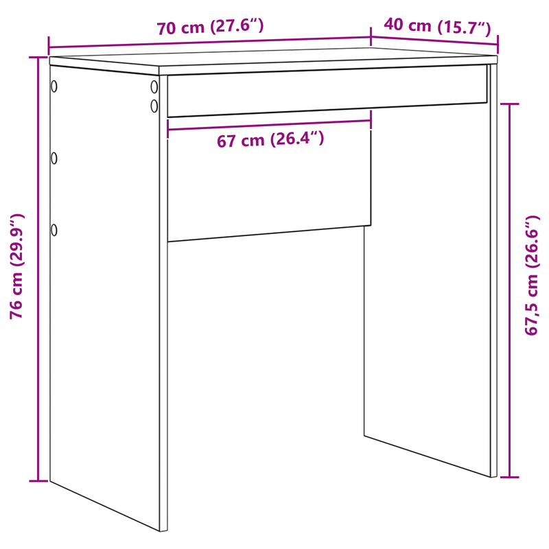 Desk White 70 x 40 x 76 cm