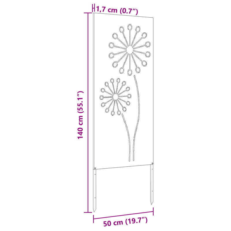 Garden Privacy Screen Anthracite 50 x 140 cm Cold-rolled steel