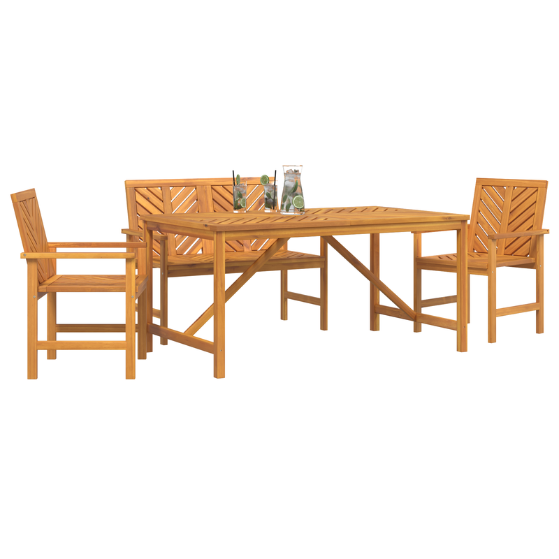 vidaXL Garden Dining Set 4 pcs Brown 150 x 90 x 74 cm