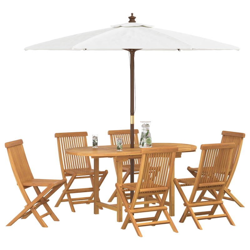 vidaXL Garden Dining Set 7 pcs Brown 160 x 80 x 75 cm Solid teak wood