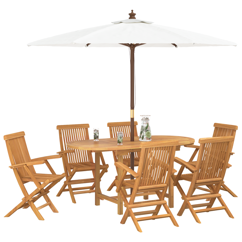 vidaXL Garden Dining Set 7 pcs Brown 160 x 80 x 75 cm Solid teak wood