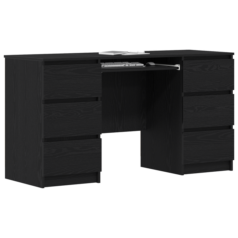 vidaXL Desk Black oak 140 x 50 x 76 cm Engineered wood