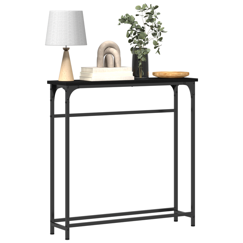 vidaXL Console Table with Shelf Black oak 75 x 19.5 x 75 cm