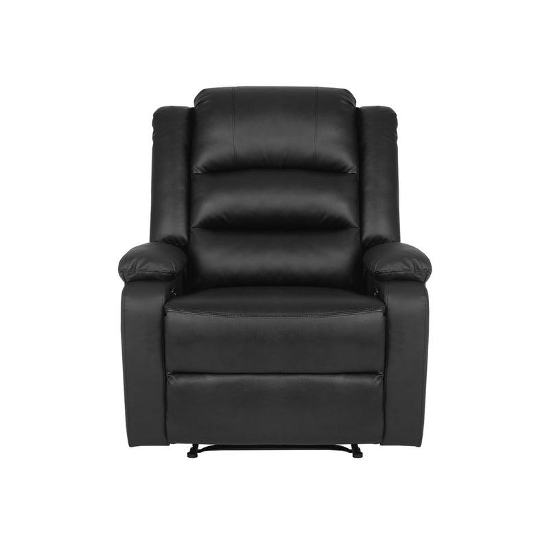 Oikiture Recliner Chair Armchair with Side Pocket Leather Black