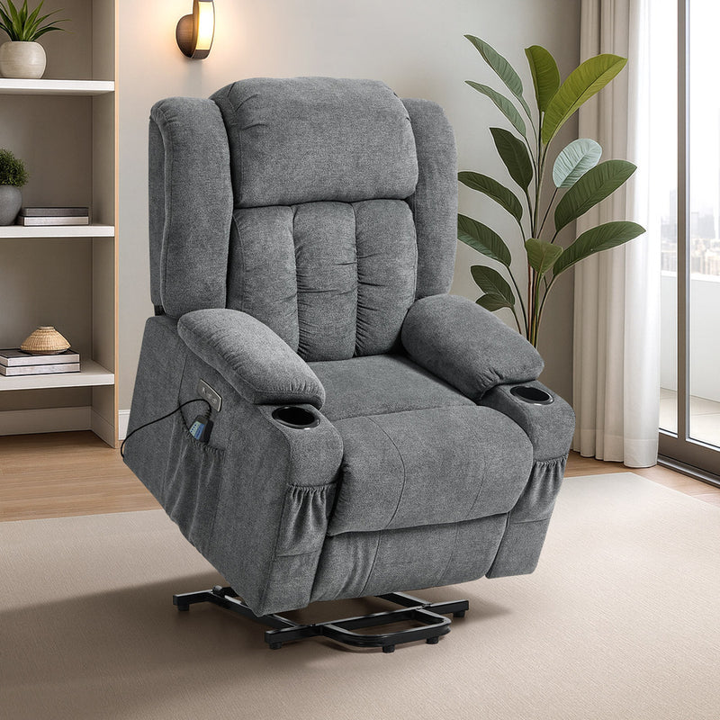 Oikiture Recliner Chair Lift Heated Massage Armchair Charge Ports