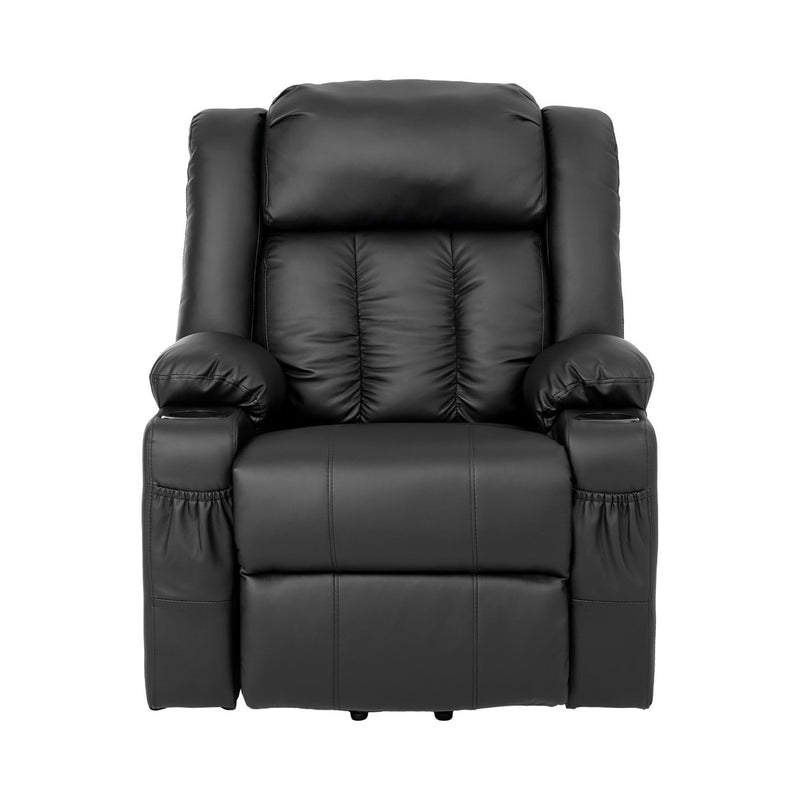 Oikiture Electric Lift Massage Armchair With 2 Charge Ports Black