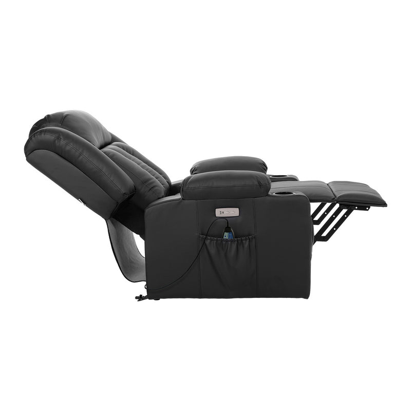 Oikiture Electric Lift Massage Armchair With 2 Charge Ports Black