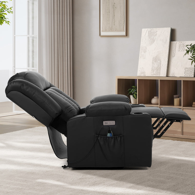 Oikiture Electric Lift Massage Armchair With 2 Charge Ports Black