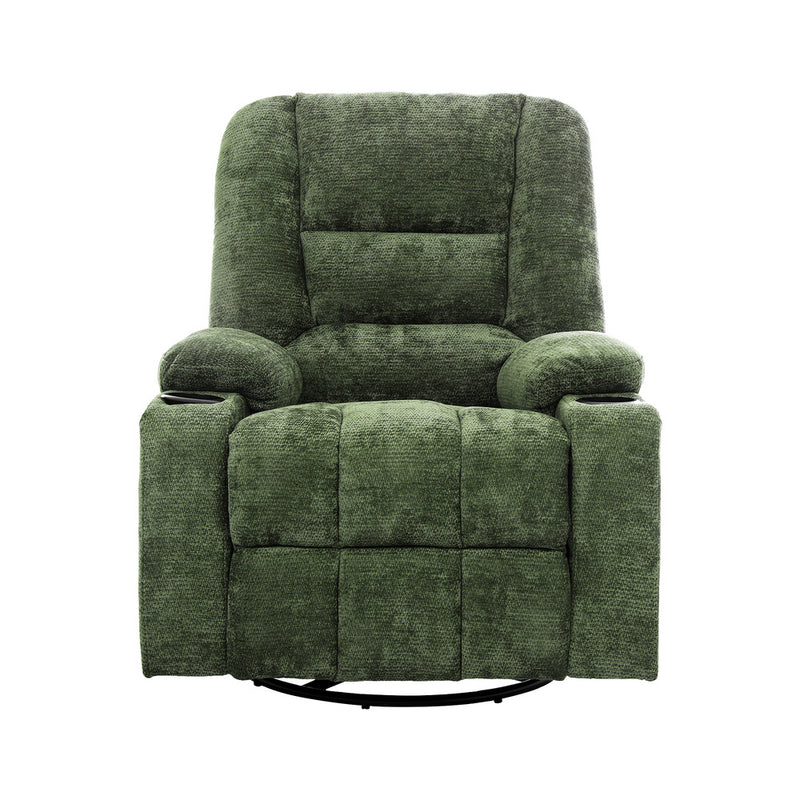 Oikiture Recliner Chair 360 Swivel Heated Electric Massage Chair Green
