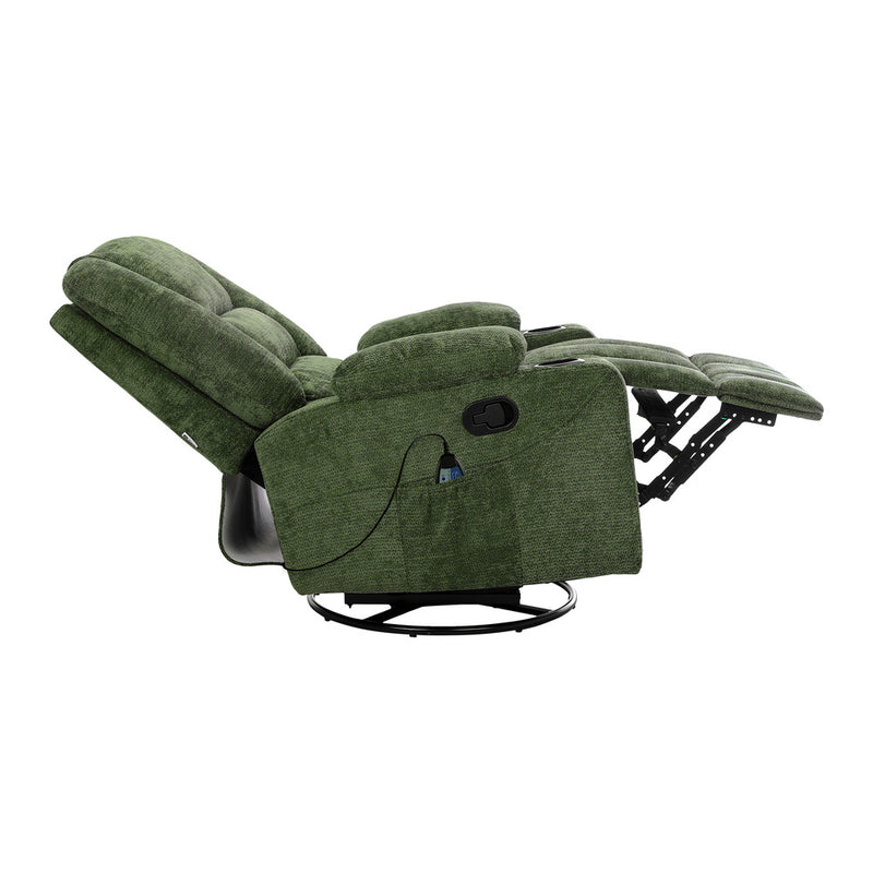 Oikiture Recliner Chair 360 Swivel Heated Electric Massage Chair Green