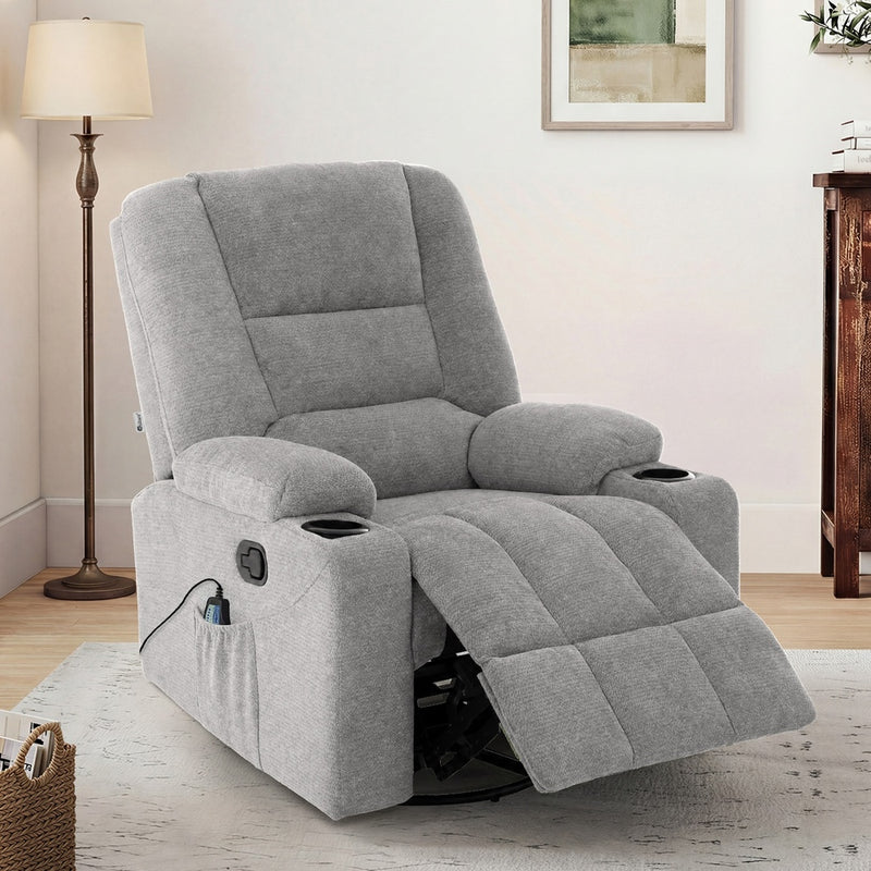Oikiture Electric Recliner Massage Chair 360 Swivel Grey
