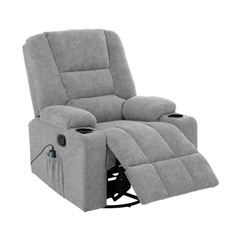 Oikiture Electric Recliner Massage Chair 360 Swivel Grey