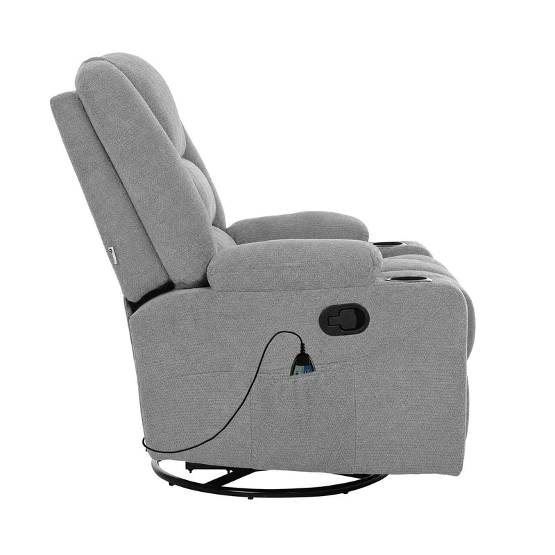 Oikiture Electric Recliner Massage Chair 360 Swivel Grey