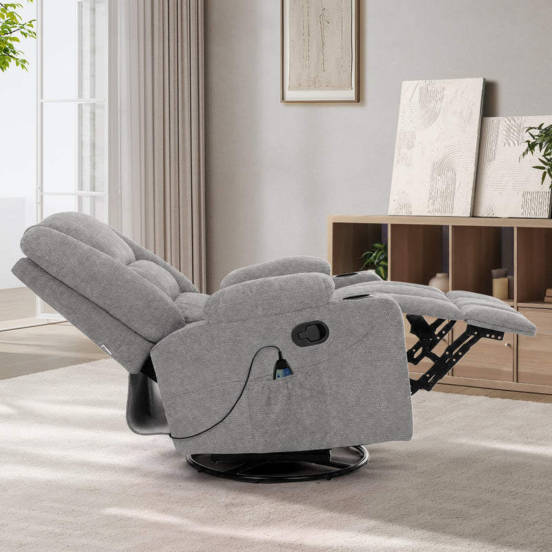Oikiture Electric Recliner Massage Chair 360 Swivel Grey