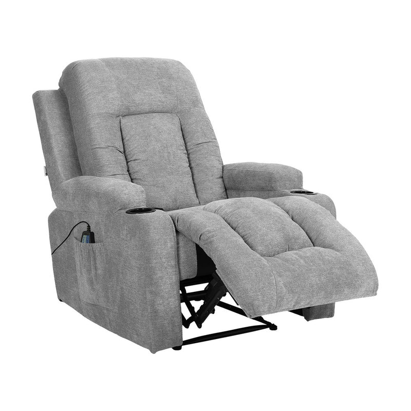 Oikiture Recliner Heated Massage Armchair Grey