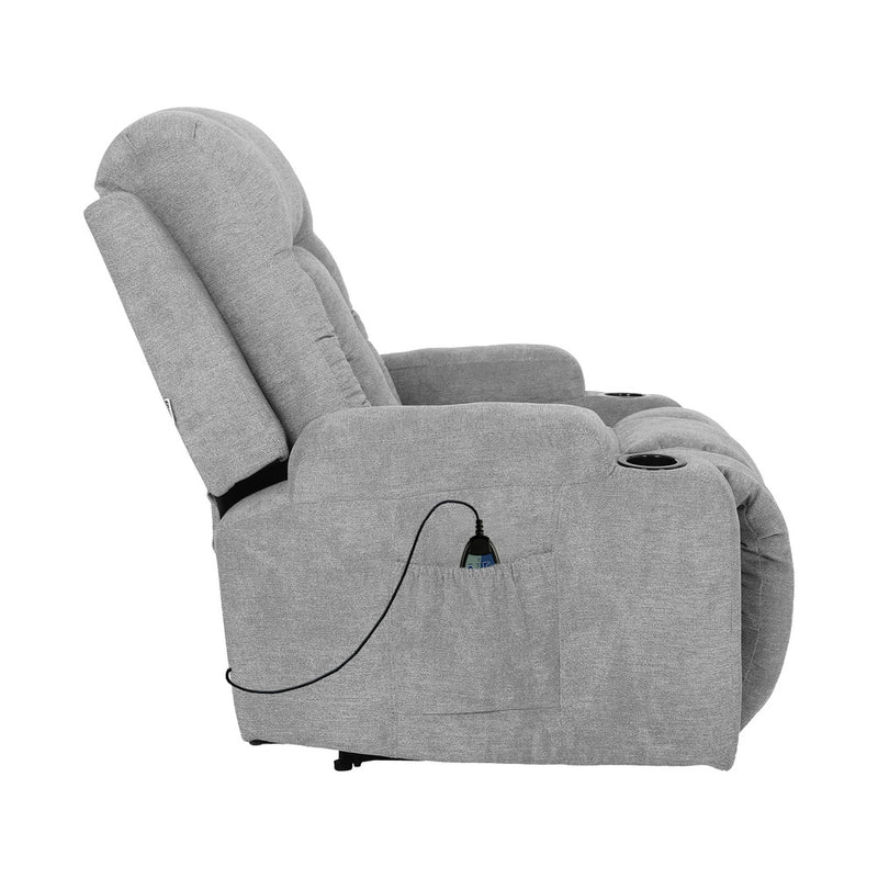 Oikiture Recliner Heated Massage Armchair Grey