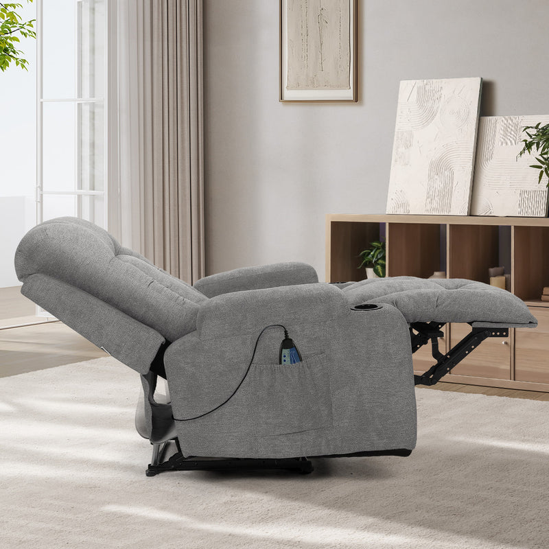 Oikiture Recliner Heated Massage Armchair Grey