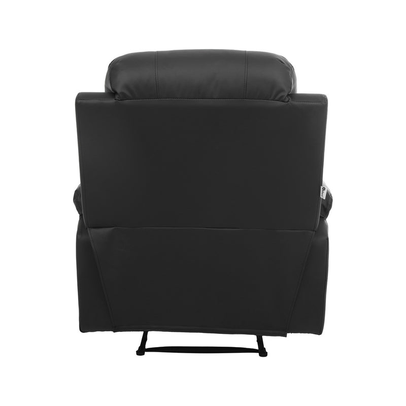 Oikiture Recliner Heated Massage Armchair Lounge Sofa PU Leather Black
