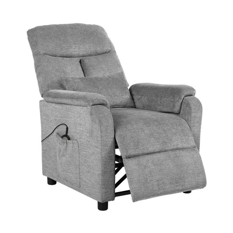 Oikiture Recliner Chair Adjustable Fabric Lounge Sofa Grey