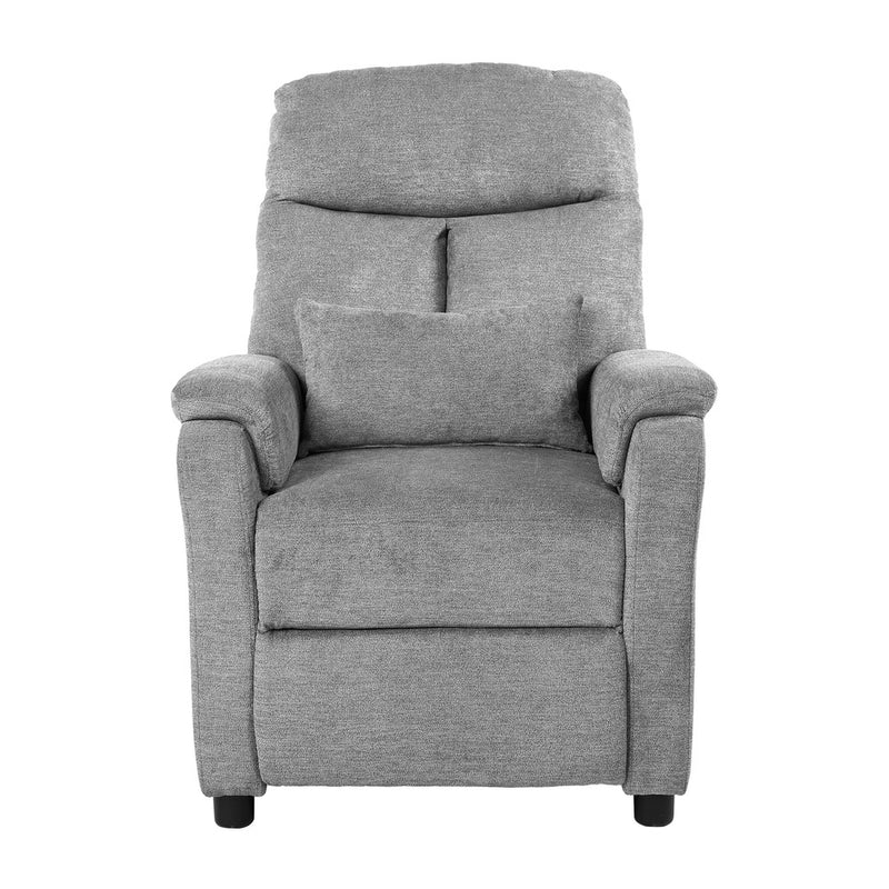 Oikiture Recliner Chair Adjustable Fabric Lounge Sofa Grey