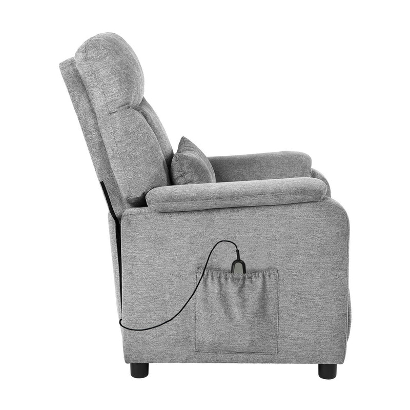 Oikiture Recliner Chair Adjustable Fabric Lounge Sofa Grey