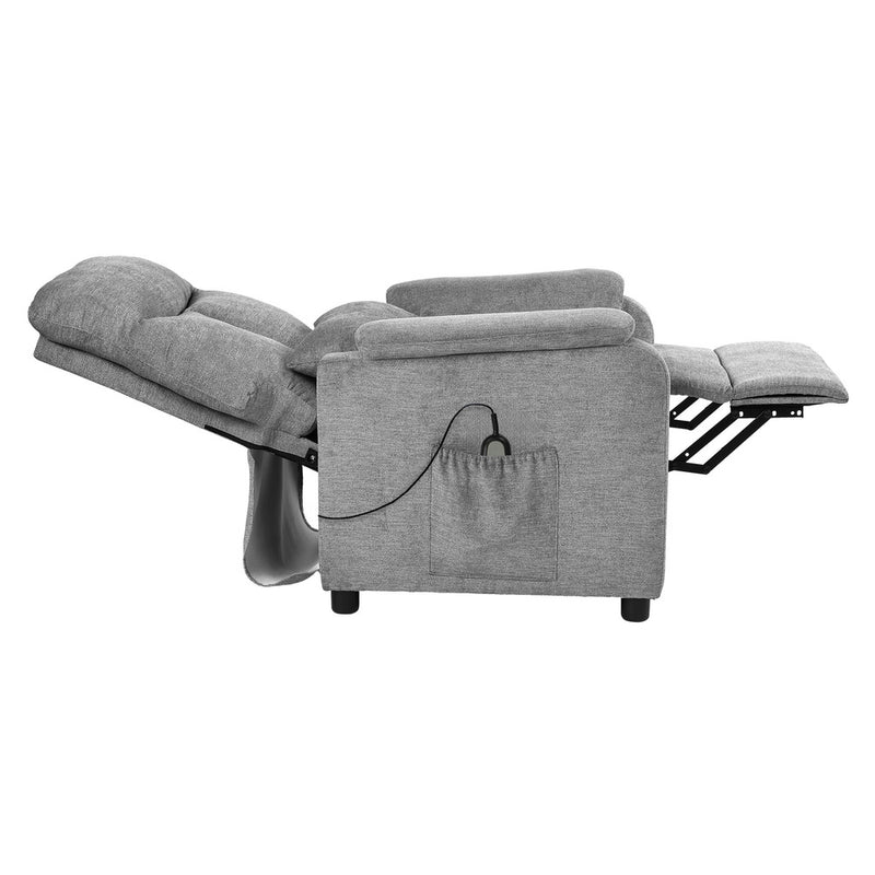 Oikiture Recliner Chair Adjustable Fabric Lounge Sofa Grey